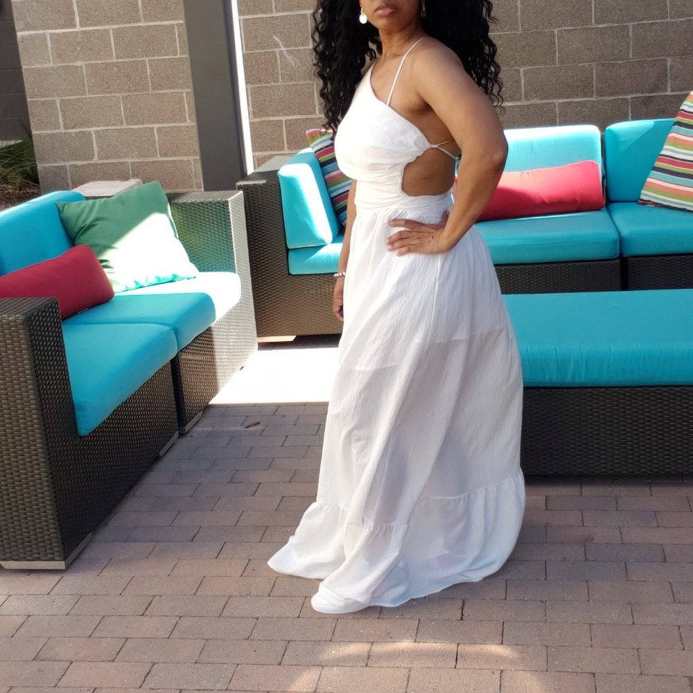 White Backless Maxi Dress